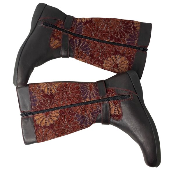 Joseph Seibel Leather Floral Tapestry Knee-High Womens Boots Size 36 - Picture 5 of 10